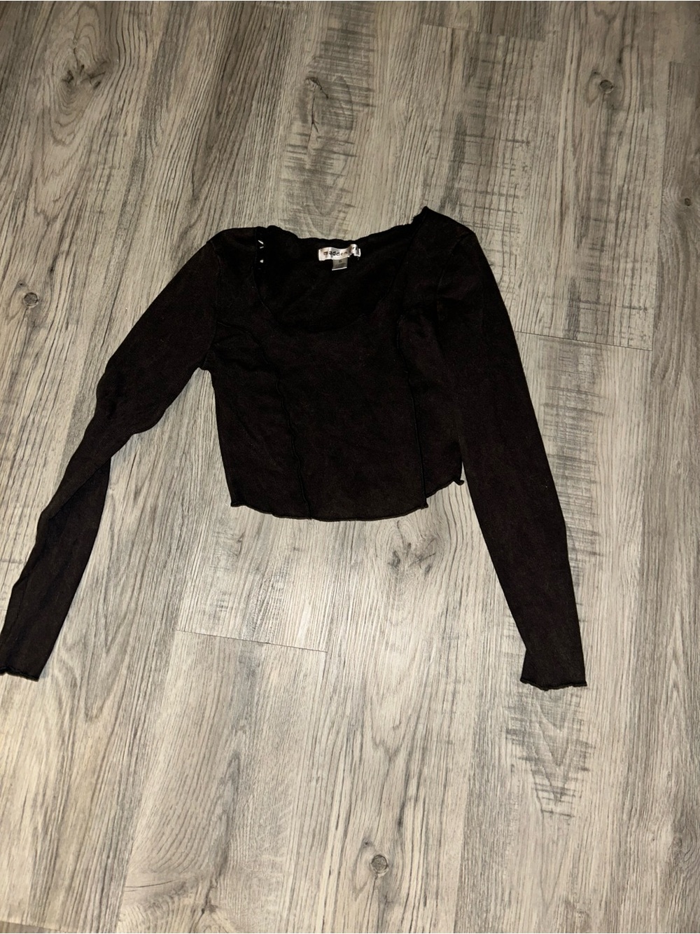 Madden girl  Black Cropped Long-Sleeve Top